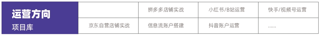 計(jì)算機(jī)培訓(xùn)機(jī)構(gòu)哪個(gè)最好？運(yùn)營(yíng)方向項(xiàng)目庫(kù)